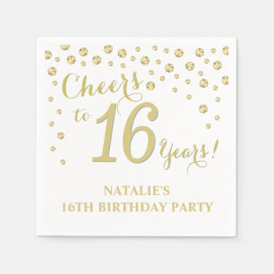 16. Geburtstagsparty White und Gold Diamond Serviette