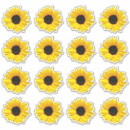 16 Gelbe Sonnenblume Blume Kiss-Cut Stickers Aufkleber