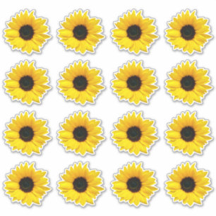 16 gelbe Sonnenblumen-Blumen-Kiss-Cut-Aufkleber Aufkleber
