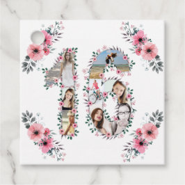 16. Girl Geburtstag Foto Collage Pink Blume Weiß Geschenkanhänger