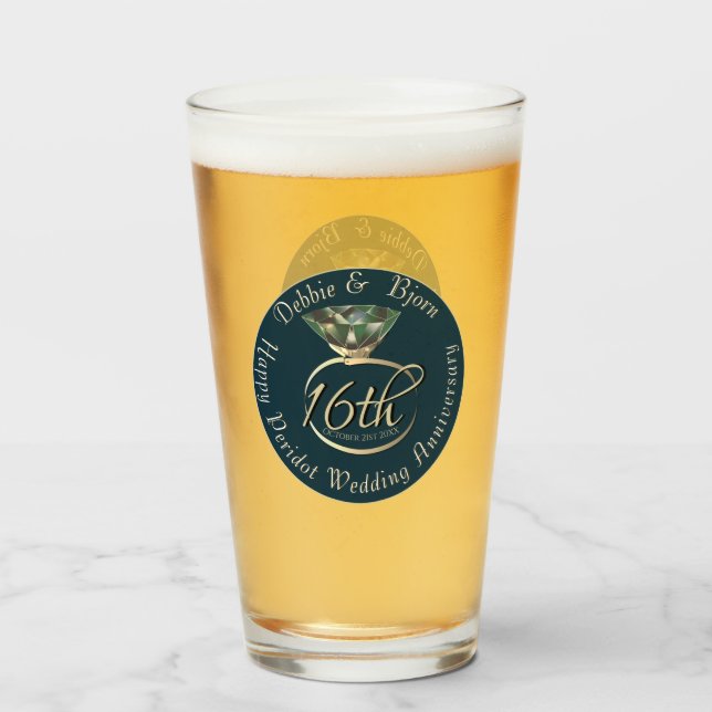 16. Hochzeitstag Peridot & Silver Rose G Glas (Vorne (Gefüllt))