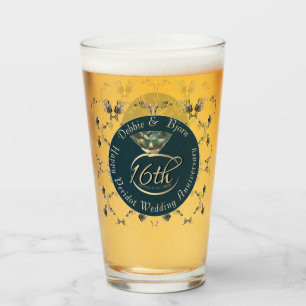 16. Hochzeitstag Peridot & Silver Rose Glas