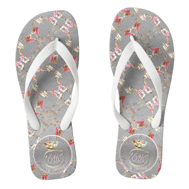 16. Hochzeitstag Peridot, Wax, & Statice Flip Flops (Fußbett)