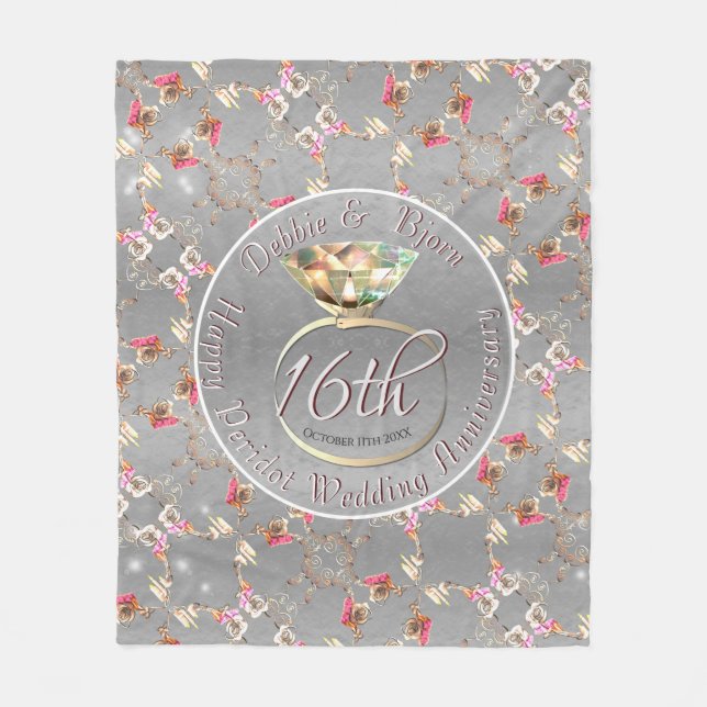 16. Hochzeitstag Wachs, Peridot & Satice Flr Fleecedecke (Vorderseite)