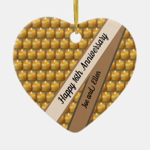 16. Hochzeitstag, Wax Keepake Herz Keramik Ornament