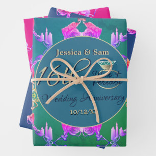 16. Hochzeitwelle, Statice-Blume Geschenkpapier Set