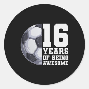 16 Jahre Awesome Boys Fußball 16. Geburtstag Runder Aufkleber