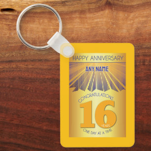16 Jahre Nüchternheitsjubiläum Golden Ray 12-Sch Schlüsselanhänger