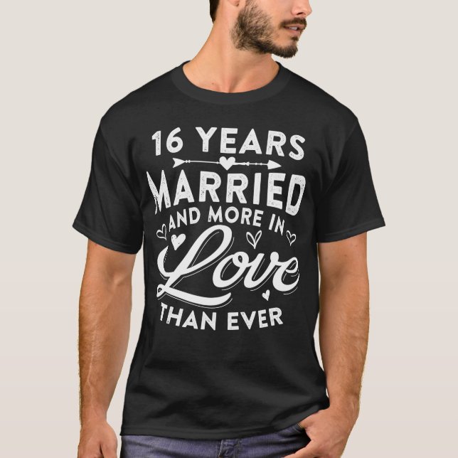 16 Jahre Verheiratet 16. Hochzeitstag T-Shirt (Vorderseite)