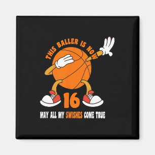 16-jähriges Glück 16. Geburtstag Basketball 16. Bi Magnet