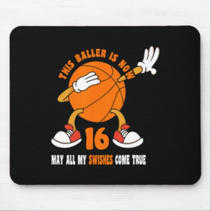 16-jähriges Glück 16. Geburtstag Basketball 16. Bi Mousepad