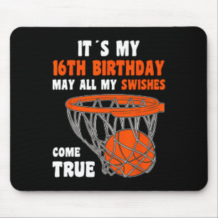 16-jähriges Glück 16. Geburtstag Basketball 16. Bi Mousepad
