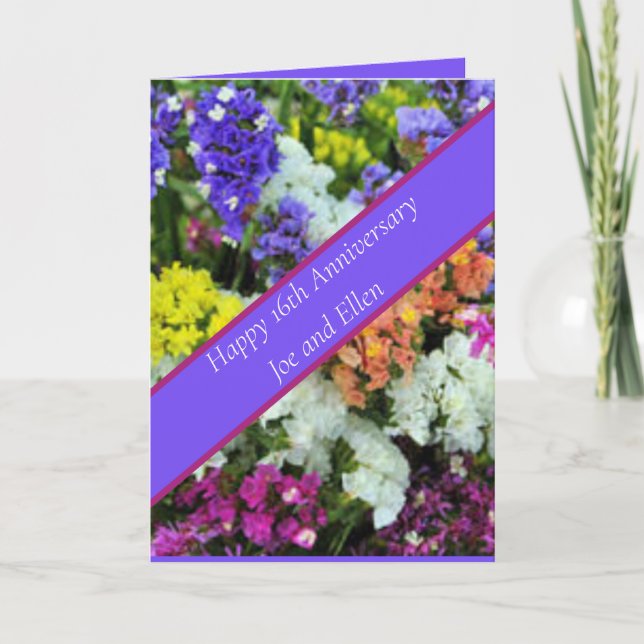 16. Jubiläum bunte Statice Karte (Vorderseite)