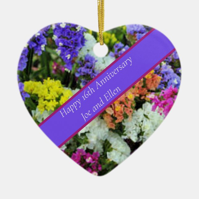 16. Jubiläum bunte Statice Keramik Ornament (Vorne)