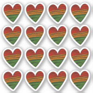 16 Kwanzaa Juneteenth Red Black Green Paint Hearts Aufkleber