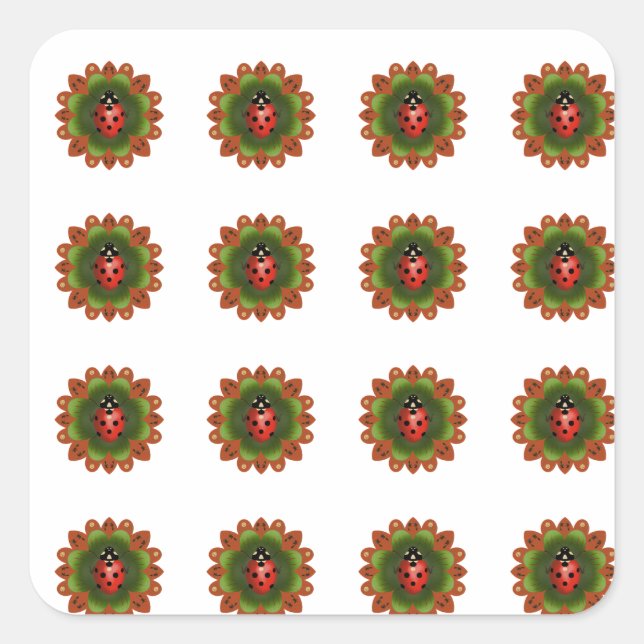 16 Ladybug-Aufkleber Quadratischer Aufkleber (Vorderseite)