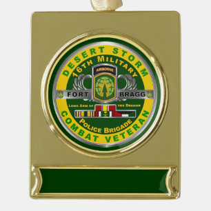 16. Militärpolizei Brigade Wüstensturm Veteran Banner-Ornament Gold
