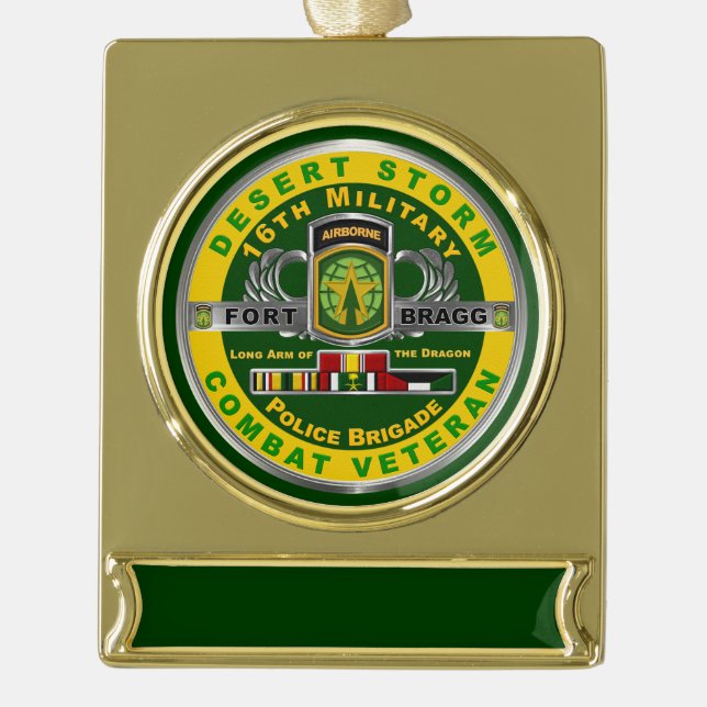 16. Militärpolizei Brigade Wüstensturm Veteran Banner-Ornament Gold (Vorderseite)
