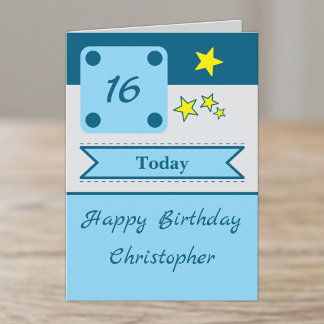 16. Namenssterne blaue Geburtstag Karte