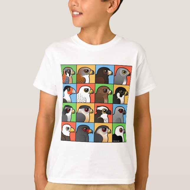 16 nordamerikanische Raubvogel-Profile T-Shirt (Vorderseite)