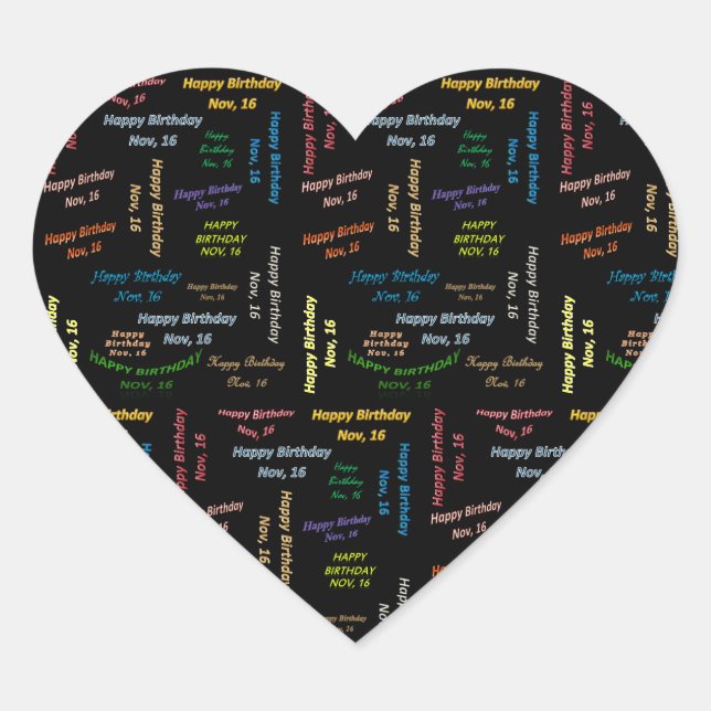 16. November Herz-Aufkleber (Vorderseite)