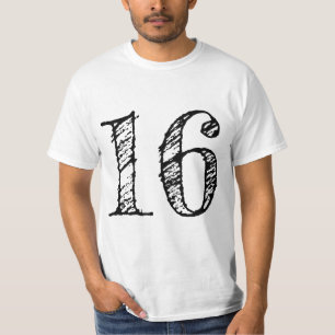 16 Nummer 16 Riesenmanuskript T-Shirt