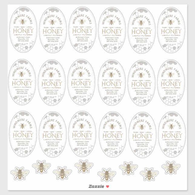 16 oder 32oz Waterproof Queenline Honey Jar Labels (Blatt)