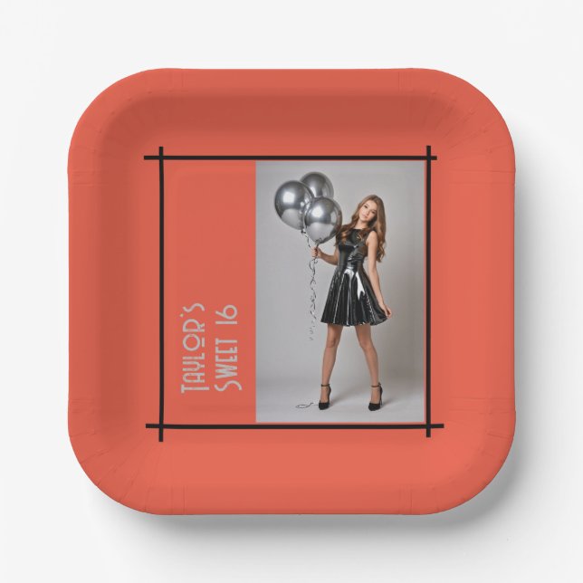 16-Party-Papierserviette bordeauxrosa Koralle Pappteller (Vorderseite)