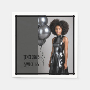 16-Party-Papierserviette grau schwarz Serviette