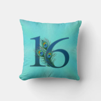 16 Pfauenfeder Geburtstag Jubiläum Elegant Kissen