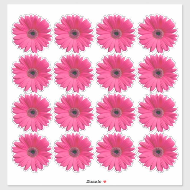 16 Pink Gerbera Daisy Blume Kiss-Cut Stickers Aufkleber (Blatt)