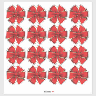 16 Red Bows Kiss Cut Paket Umschlag Geschenk 1,5 c Aufkleber