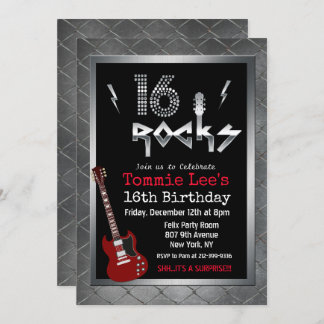16 Rocks Rockstar Gitarre 16. Geburtstag Einladung