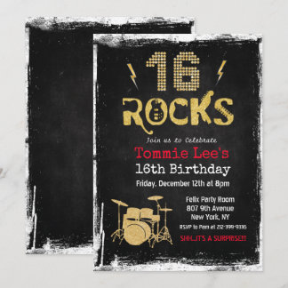 16 Rocks Rockstar Gitarre 16. Geburtstag Einladung