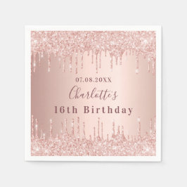 16. Rose Gold Glitzer Tropfen Monogramm Serviette