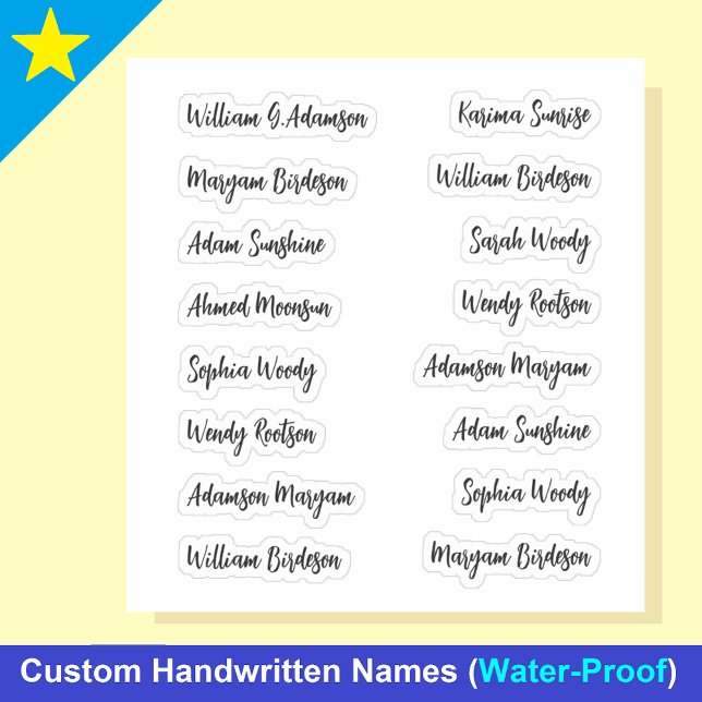 16 Schwarze Namen | Elegante Kalligrafie-Skript Aufkleber (Personalized names Sticker
)