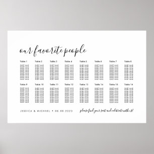 16 Tabelle Elegant Wedding Guest Seating Chart Poster