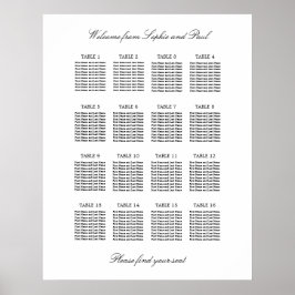 16 Tabelle Elegantes Minimalistisches Sitzdiagramm Poster