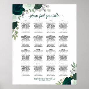 16 Tabelle Emerald Boho Blues Hochzeitstabelle Poster