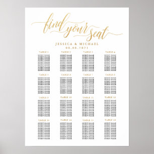 16 Tabelle Große Gold Hochzeitsgast-Seating Chart Poster
