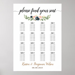 16 Tabelle Große Hochzeitgastsitzkarte Poster