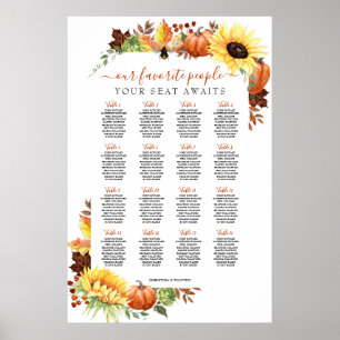 16 Tabelle Hochzeit im Herbst Seating Chart Poster