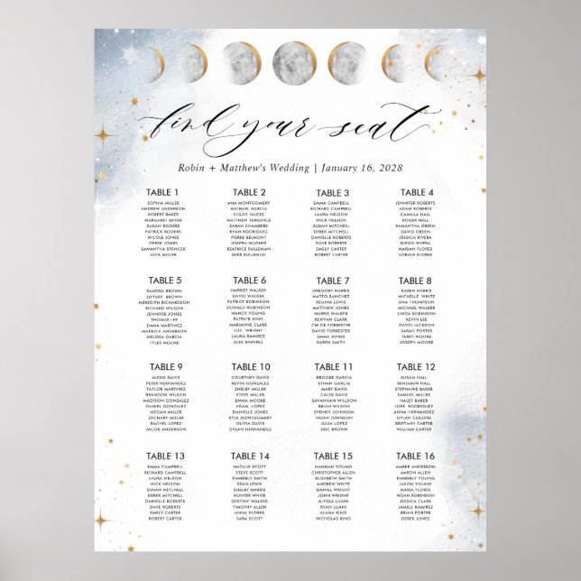 16 Tabelle oder weniger, Himmelsstatuszeichen Poster (Vorne)