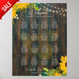 16 Tabelle Rustikale Sonnenblumen SITZPLATZ HAUSHA Poster