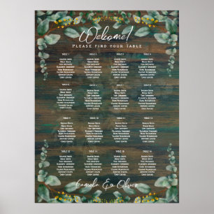16 Tabelle Rustikale Waldgrün Eukalyptus SITZ P Poster