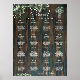 16 Tabelle Rustikales Holz Gypsophila SITZENDEN ZE Poster
