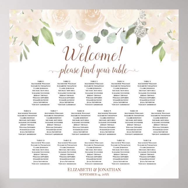 16 Tischblush Peach Rose Hochsitzdiagramm Poster (Vorne)