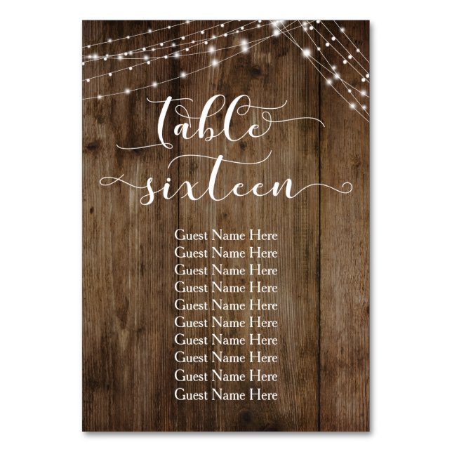 16 Tischdecken mit Gästekarte Tischnummer (Vorderseite)