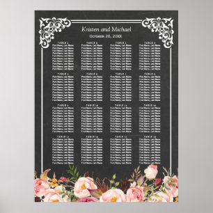 16 Tische Blumenkhalkartentafel Hochzeitstabelle Poster