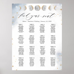 16 Tische oder weniger, Himmels-Sitzplan-Schild Poster